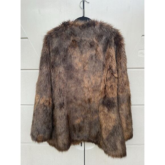 Velvet Graham and Spencer Faux Fur Mid Length Jacket Rich Brown Sz S Mob Wives - Picture 7 of 8